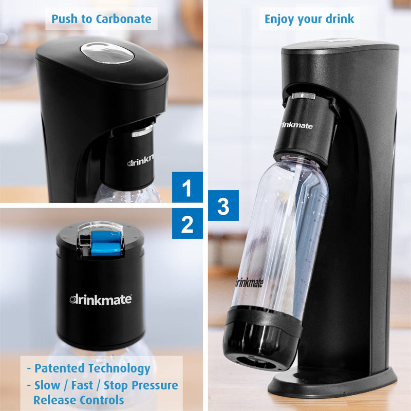 DrinkMate OmniFizz Sparkling Water & Soda Carbonator, Matte Black