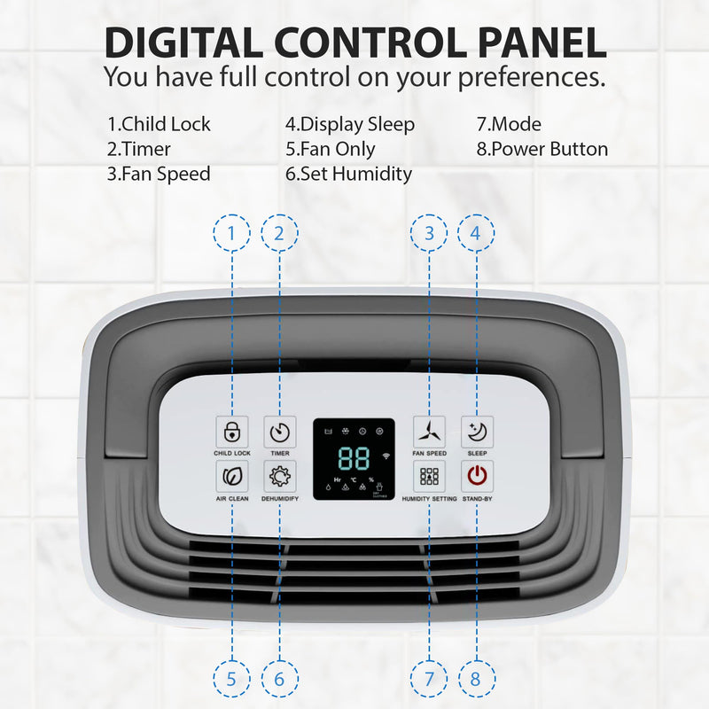 Belaco 20L/Day Dehumidifier: Portable, Digital Display