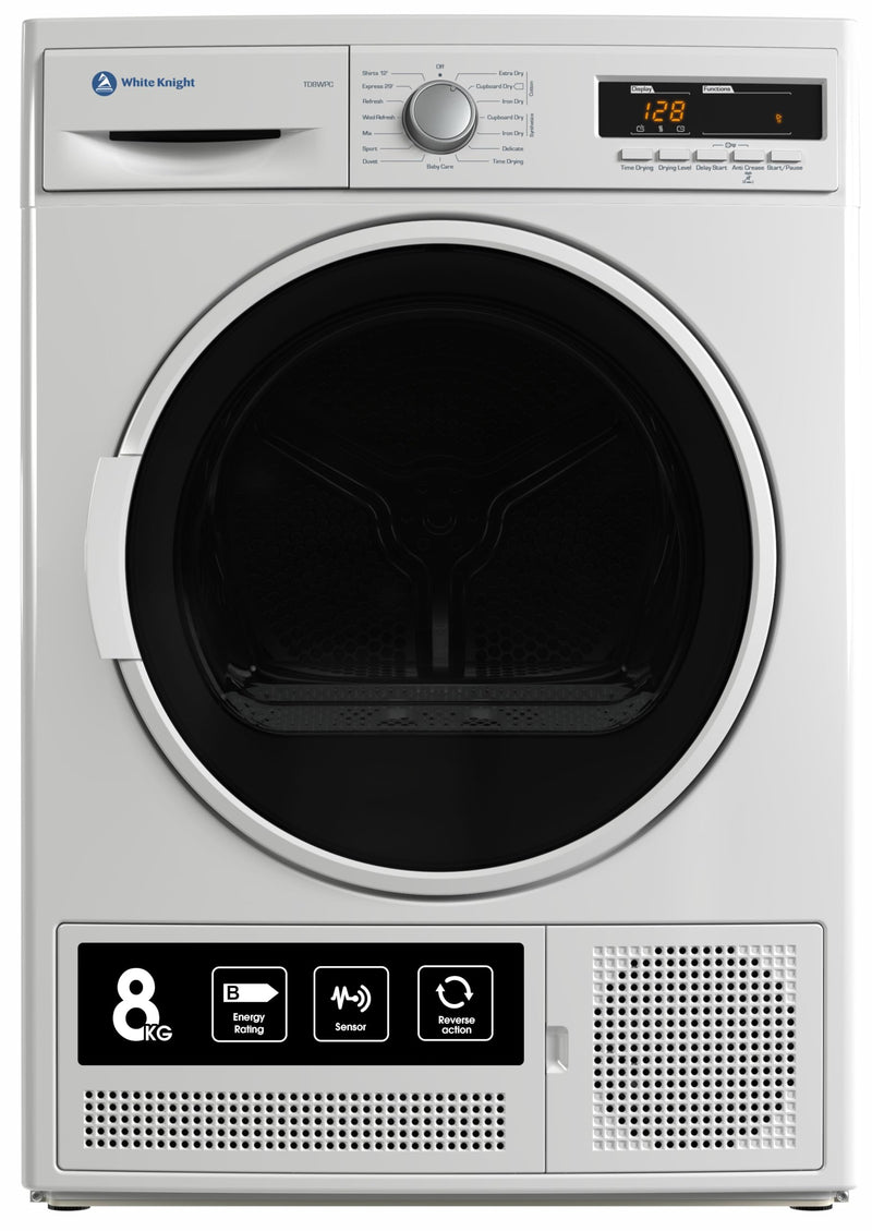 White Knight Condenser Sensor Tumble Dryer 8kg Freestanding B Rated