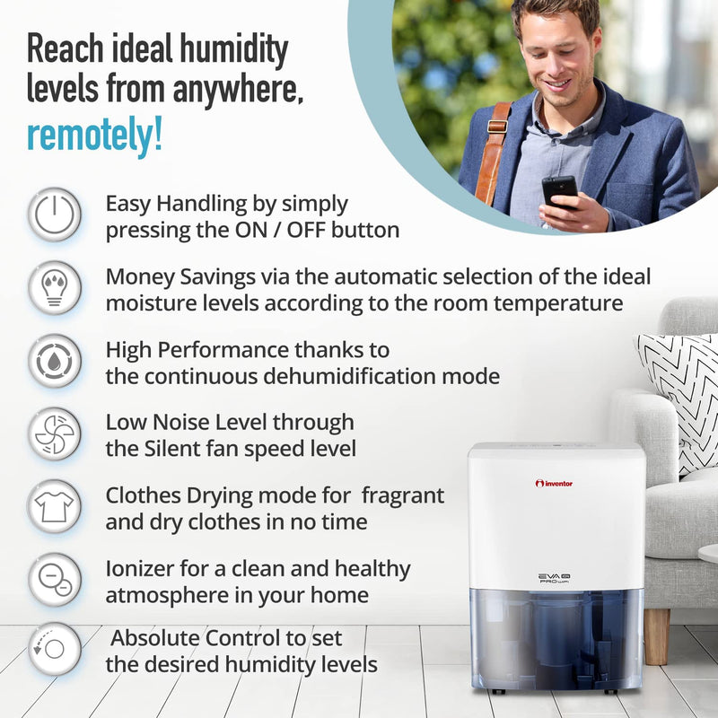 Inventor 20L/Day Dehumidifier, Wi-Fi, Ioniser, Sleep Mode