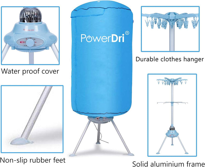 PowerDri Electric Clothes Dryer 15kg Indoor Wet Laundry Warm