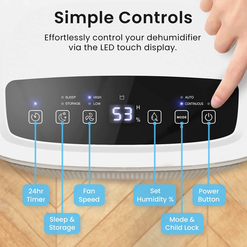 Pro Breeze 12L Dehumidifier: Digital Display, Sleep Mode, Timer