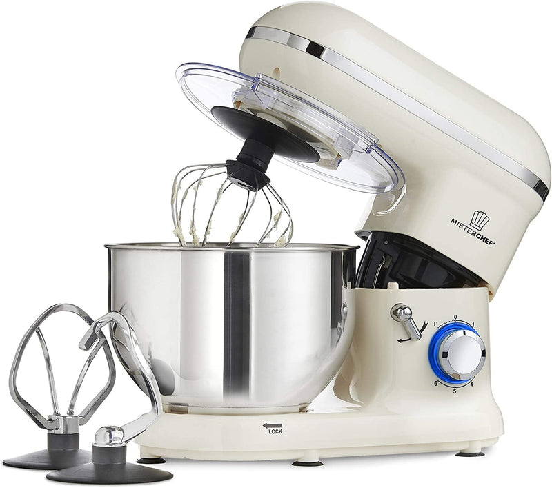 MisterChef PRO 1600W Stand Mixer: Big Bowl, 3 Attachments