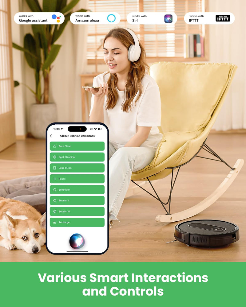 Vactidy T7 Robot Vacuum - WiFi Control - 2-in-1 Mop & Dustbin