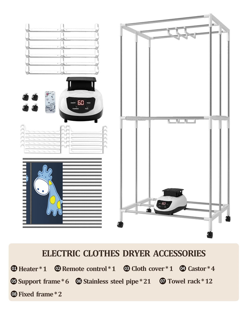 KASYDoFF Electric Clothes Dryer, 16KG Capacity, Remote Control