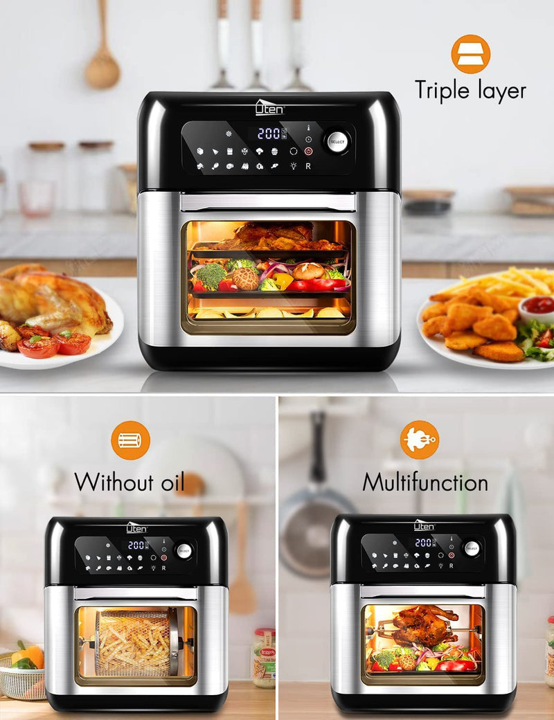 Uten 10L Digital Air Fryer Oven: 12 Preset Menus, LED Touch