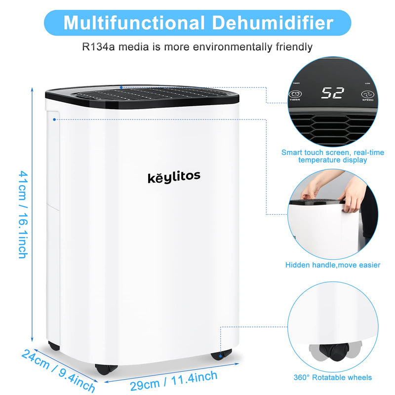 Keylitos 12L Dehumidifier, Digital Display, Quiet Operation