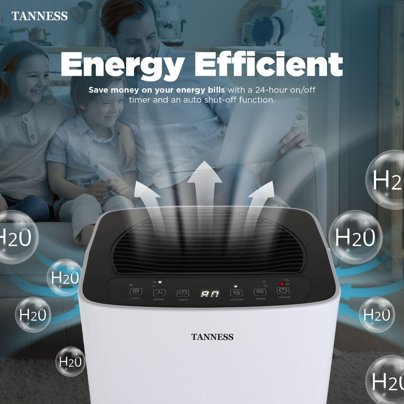 Tanness 12L Dehumidifier: Digital Display, Sleep Mode, Timer