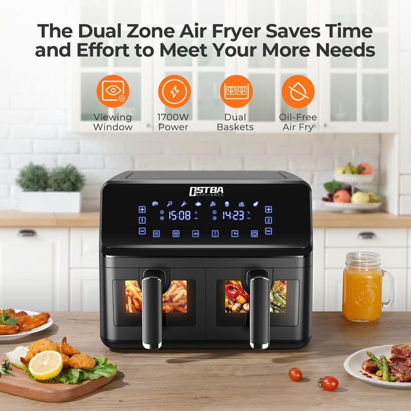 OSTBA 7.5L Oil-Free Air Fryer: Clear Window, LED Touch Screen