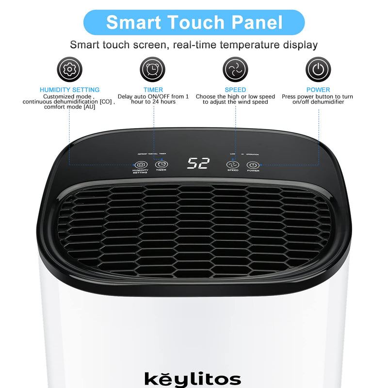 Keylitos 12L Dehumidifier, Digital Display, Quiet Operation