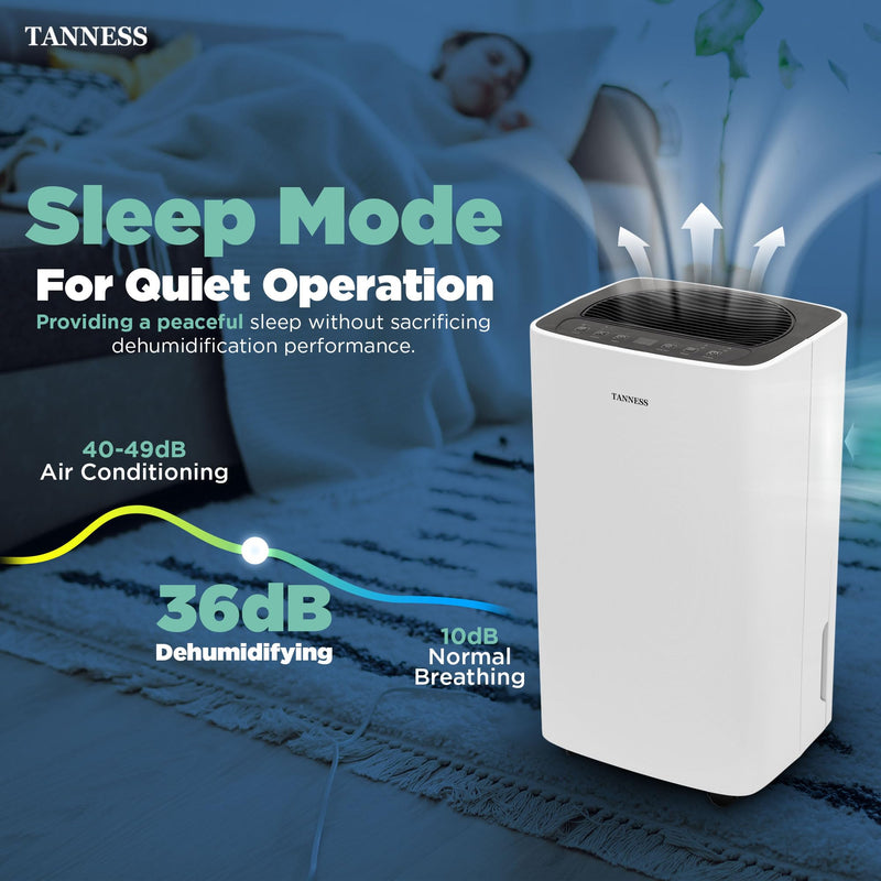 Tanness 12L Dehumidifier: Digital Display, Sleep Mode, Timer