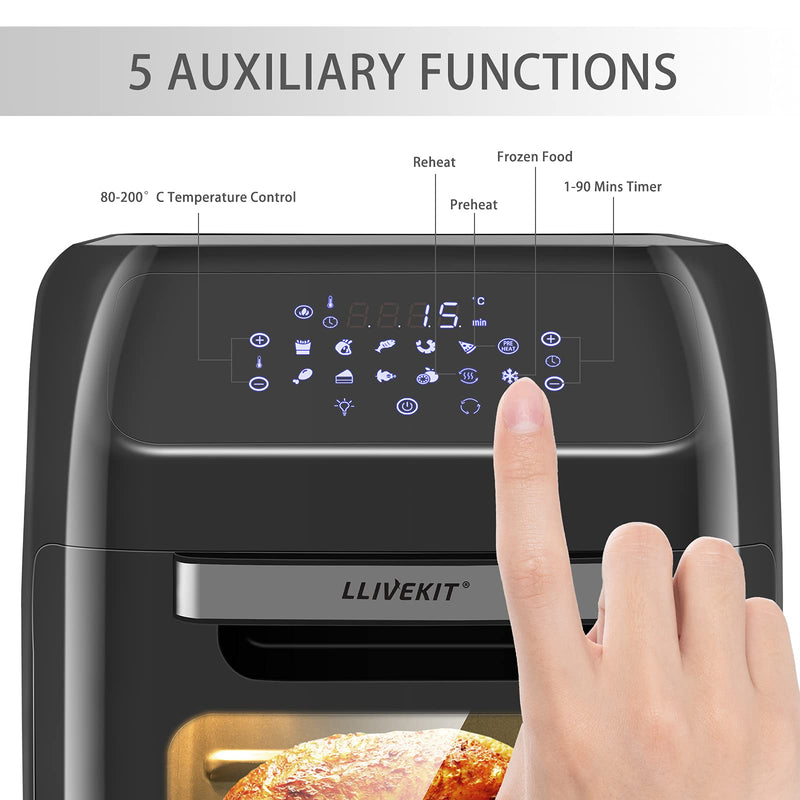 LLIVEKIT 12L Family Air Fryer: 12 Presets, Oil-Free, 1800W, Rosa