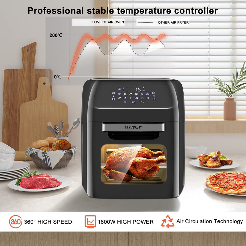 LLIVEKIT 12L Family Air Fryer: 12 Presets, Oil-Free, 1800W, Rosa