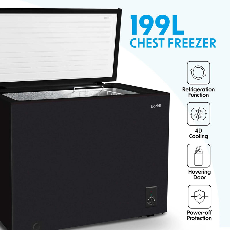 Baridi 142L Chest Freezer: Garage Safe, Adjustable Thermostat