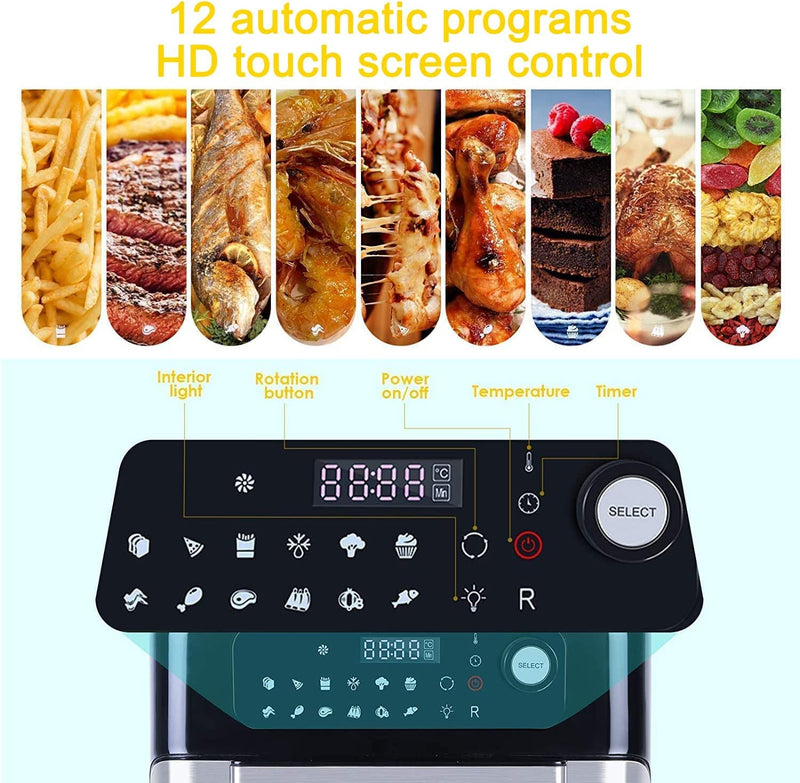 Uten 10L Digital Air Fryer Oven: 12 Preset Menus, LED Touch