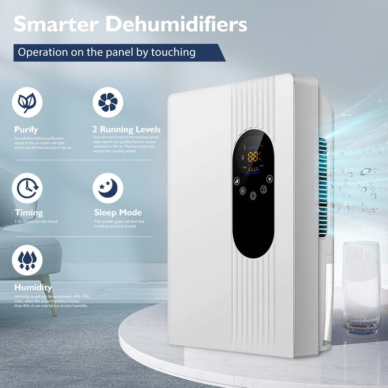 BAPHIYA 2.2L Dehumidifier: Digital Display, Touch Operation