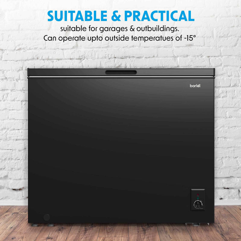 Baridi 142L Chest Freezer: Garage Safe, Adjustable Thermostat