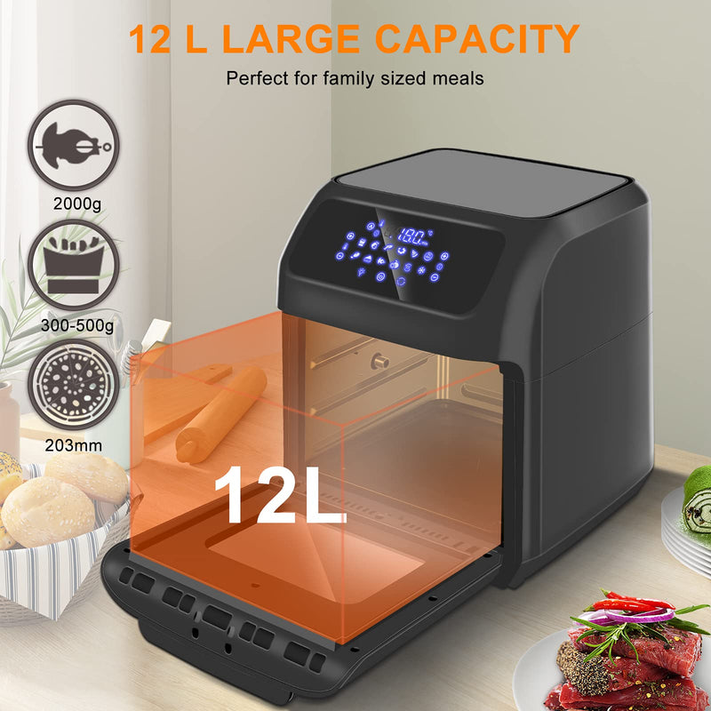 LLIVEKIT 12L Family Air Fryer: 12 Presets, Oil-Free, 1800W, Rosa