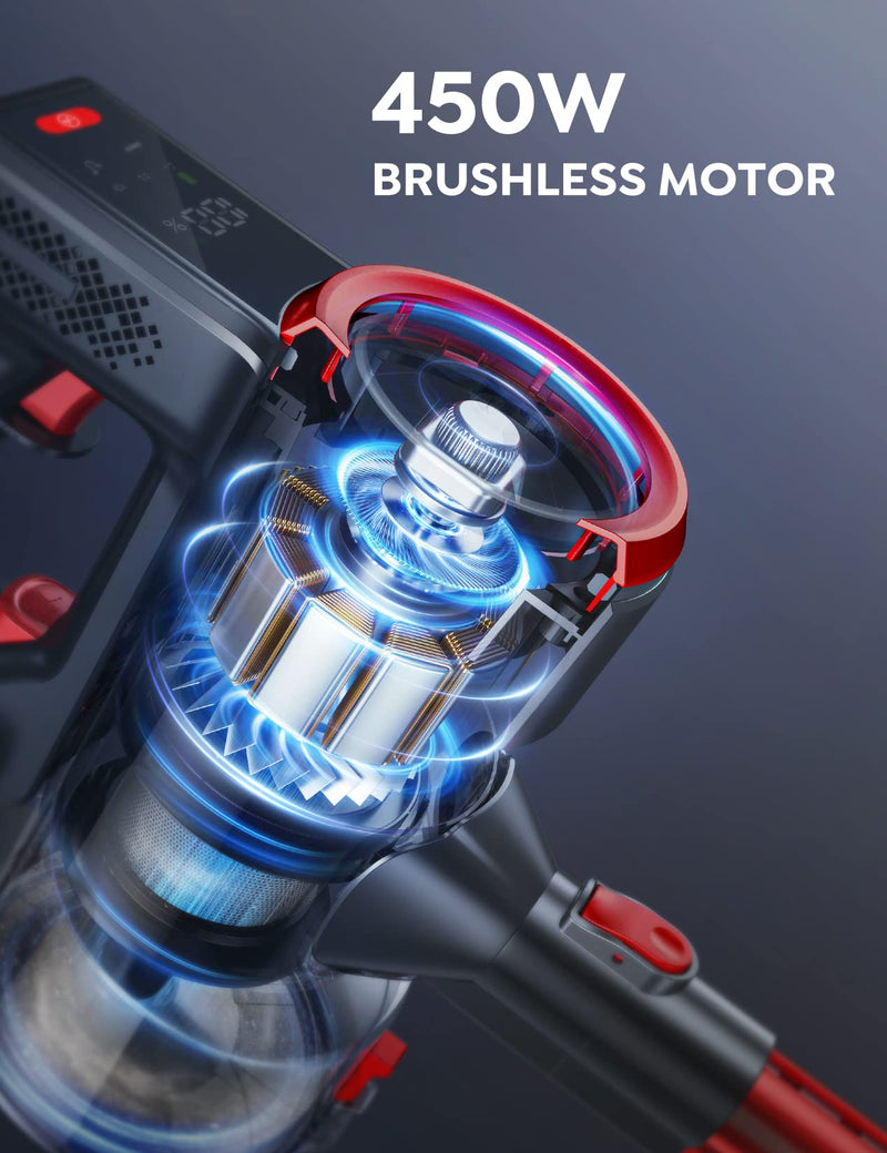 BuTure 450W Cordless Stick Vacuum, Smart Touch Display