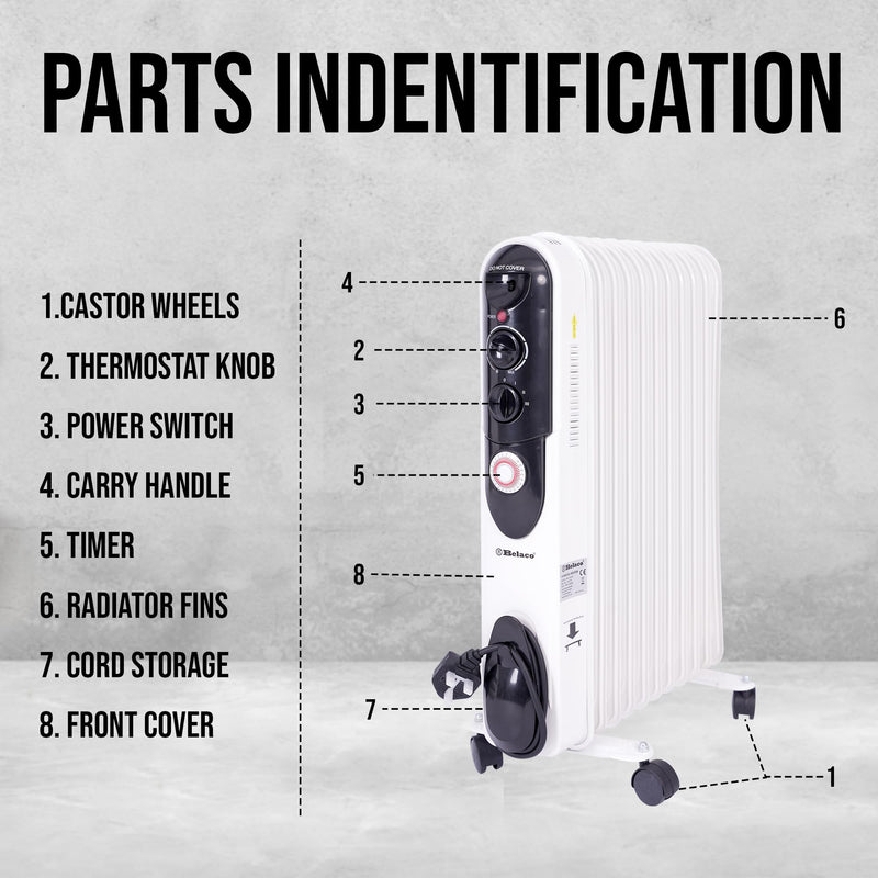 Belaco 11 Fins Oil Filled Radiator: Portable, 2500W