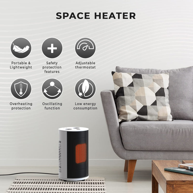 Nuovva Tower Halogen Heater - Silent Oscillating Fan