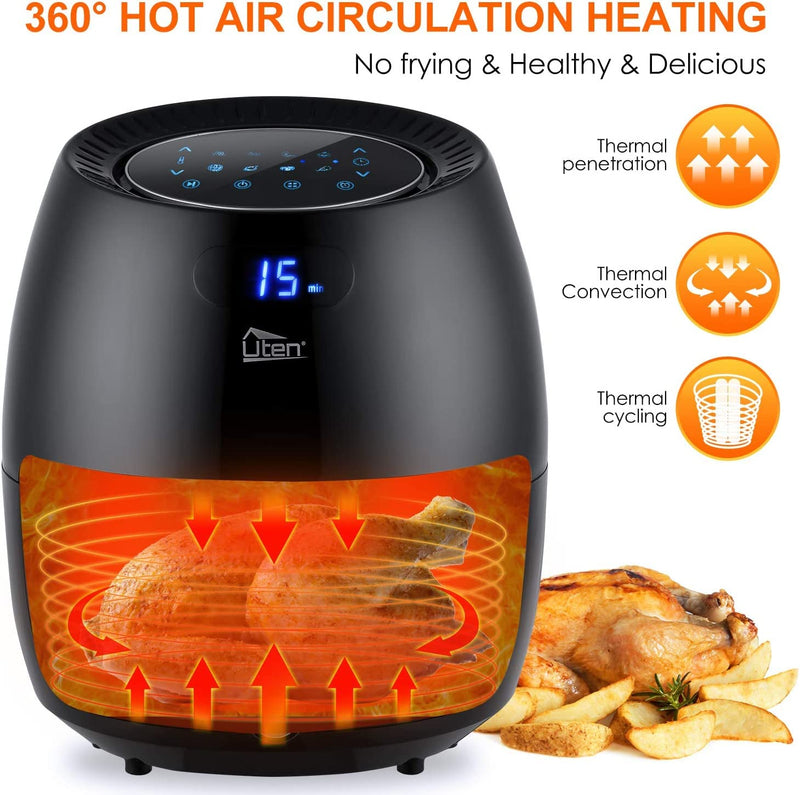 Uten 10L Digital Air Fryer Oven: 12 Preset Menus, LED Touch