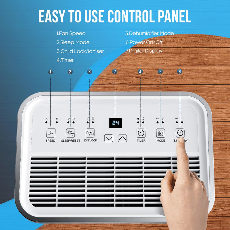 PureMate 20L/Day Dehumidifier - Compact, Digital Display, Timer