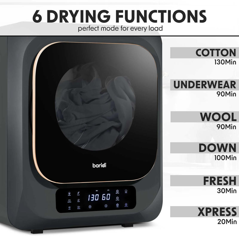 Baridi Portable Tumble Dryer: 2.5kg, Vented, Compact