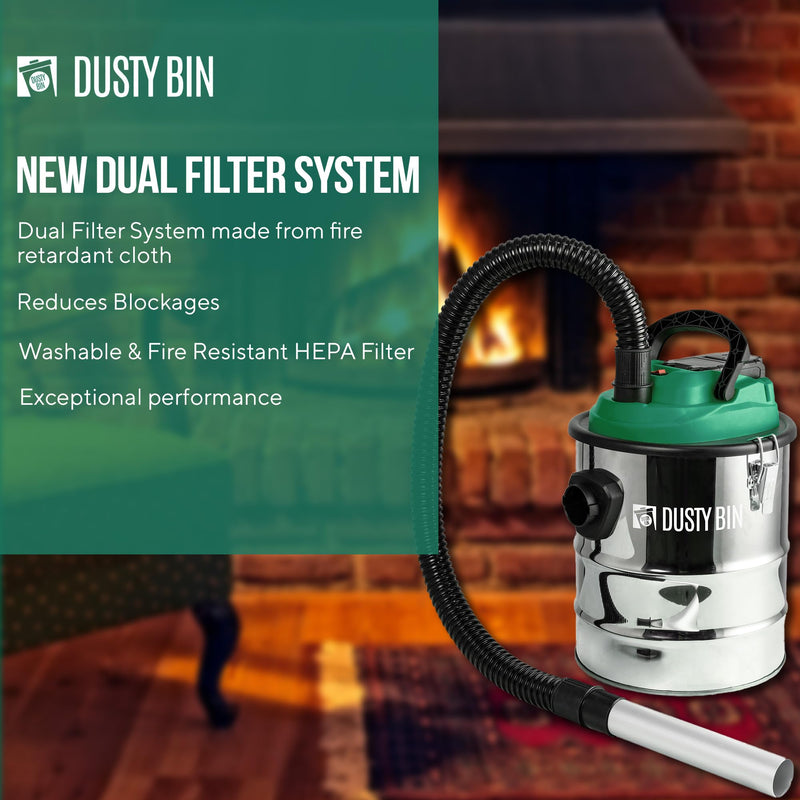 Dusty Bin DB19R Rechargeable Ash Vacuum - Cordless Fireplace Vac