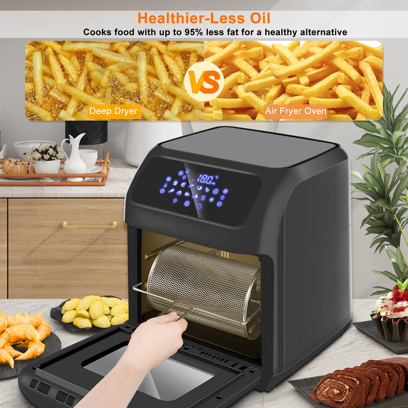 LLIVEKIT 12L Family Air Fryer: 12 Presets, Oil-Free, 1800W, Rosa