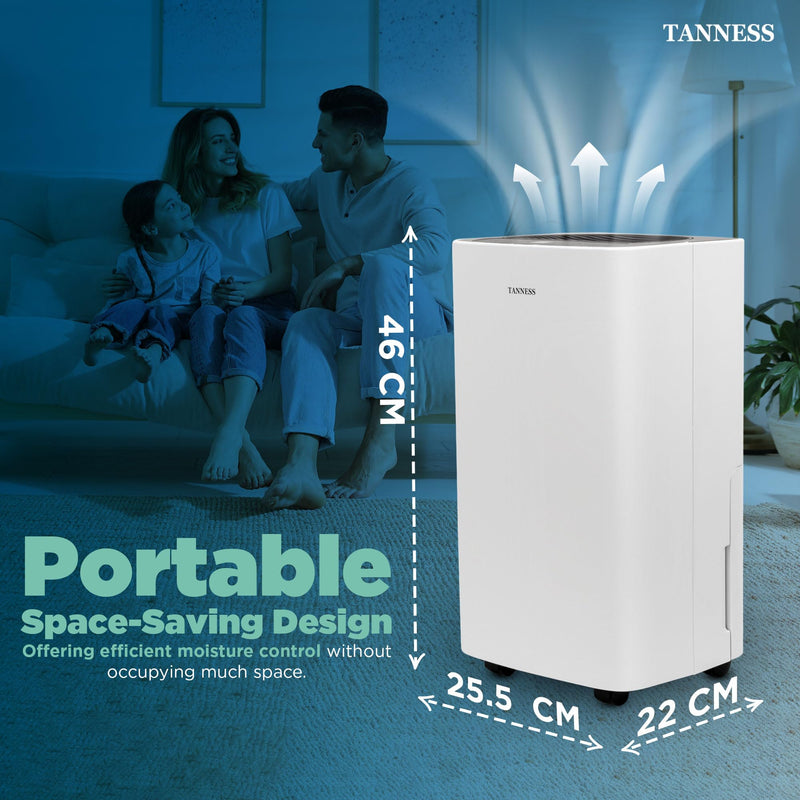 Tanness 12L Dehumidifier: Digital Display, Sleep Mode, Timer