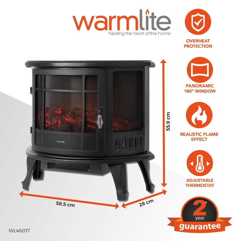 Warmlite WL46017 Bath Log Fire - 1800W, Black