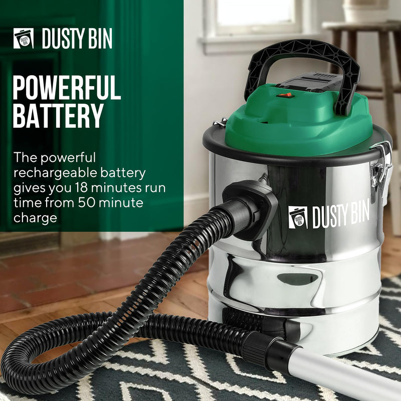 Dusty Bin DB19R Rechargeable Ash Vacuum - Cordless Fireplace Vac