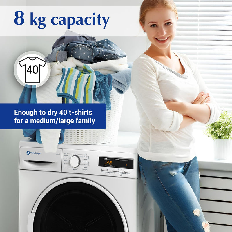 White Knight Condenser Sensor Tumble Dryer 8kg Freestanding B Rated