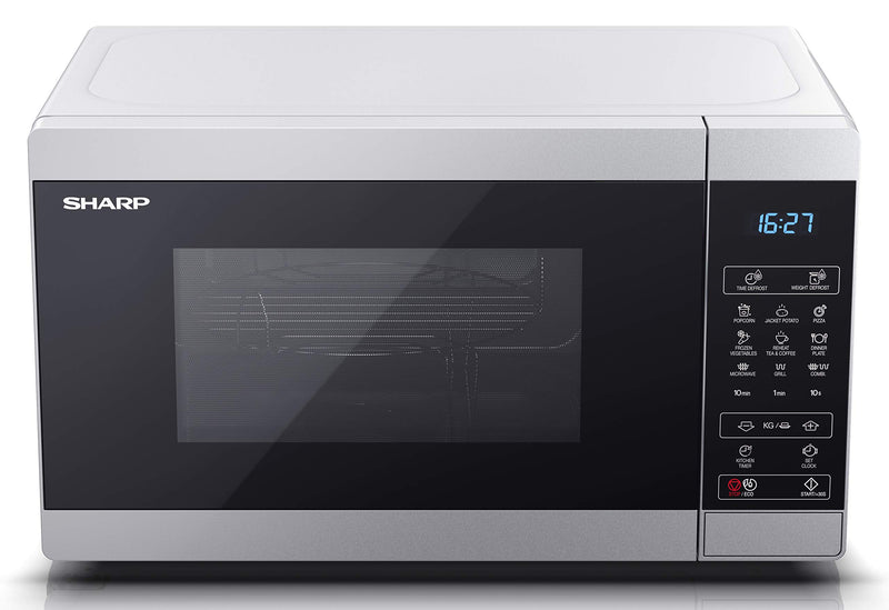 SHARP 28L Digital Microwave - 900W Grill, 11 Power Levels, Silver