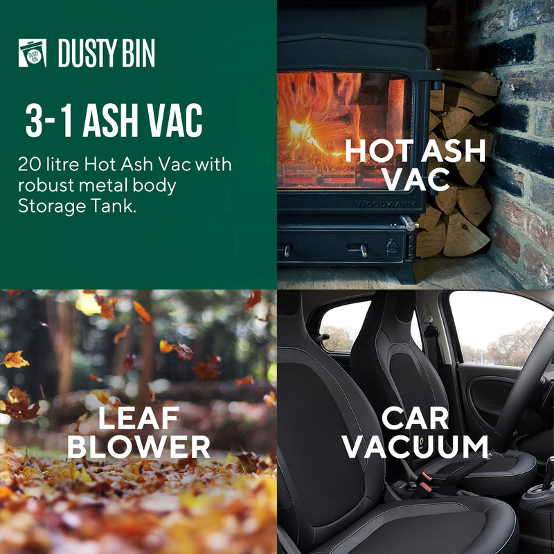 Dusty Bin DB19R Rechargeable Ash Vacuum - Cordless Fireplace Vac