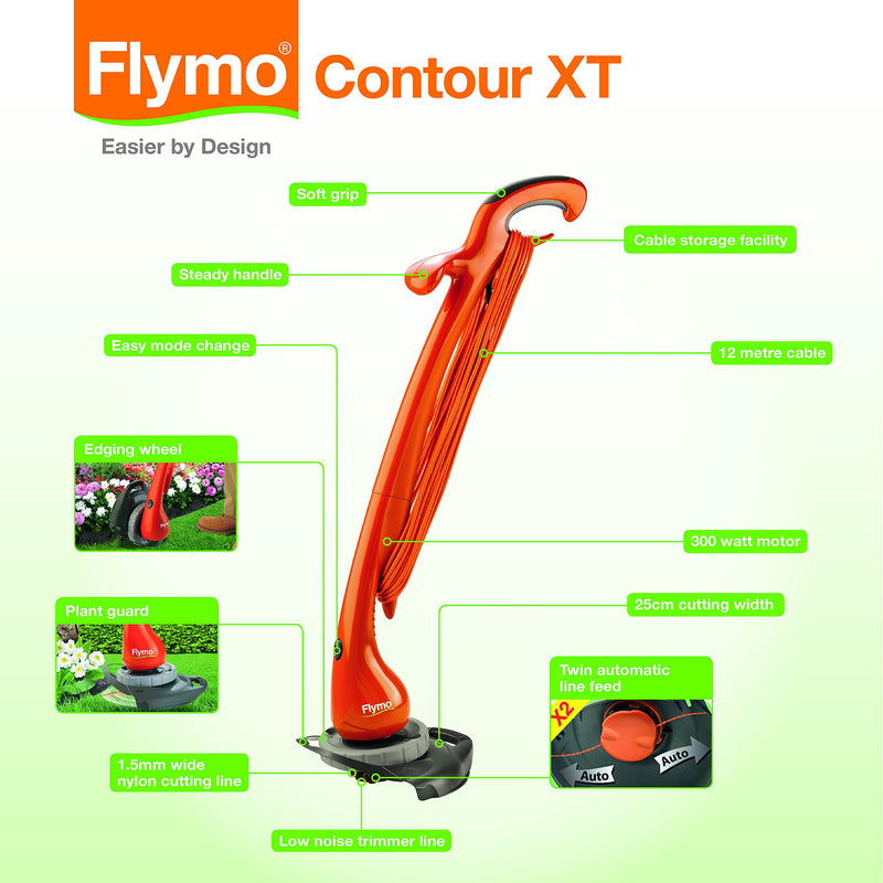 Flymo Contour 500E Grass Trimmer - 500W, 25cm Cutting Width